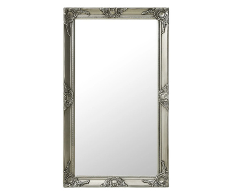 Nástěnné zrcadlo barokní styl 60 x 100 cm stříbrné
