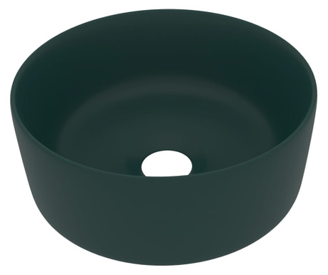 Luksusowa, okrągła umywalka, matowa ciemna zieleń, 40x15 cm