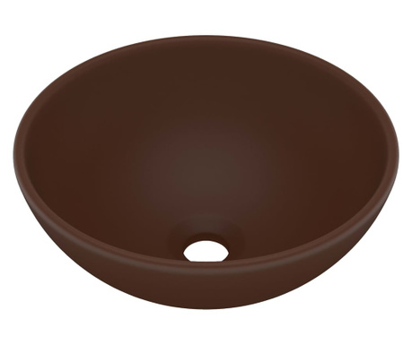 Okrągła umywalka łazienkowa, matowy ciemny brąz, 32,5 x 14 cm