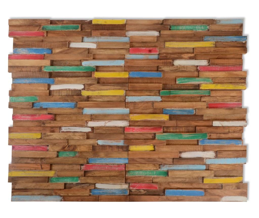 Panouri placare pereti, 10 buc., 1,03 m², lemn masiv de tec - 2