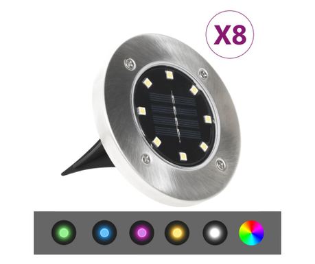 Solarne lampe za tlo, 8 kom., s LED-ima, RGB boja