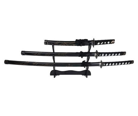 IdeallStore® dekoratív kardkészlet, pánik, Ninja Warrior, fekete, fém, 83 cm, hüvelyt tartalmaz, fekete, fém, 83 cm, hüvelyt tar