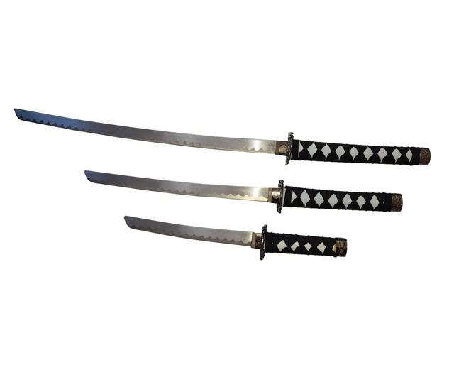 IdeallStore® dekoratív kardkészlet, pánik, Ninja Warrior, fekete, fém, 83 cm, hüvelyt tartalmaz