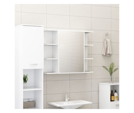 Dulap de baie cu oglindă, alb, 80 x 20,5 x 64 cm, PAL