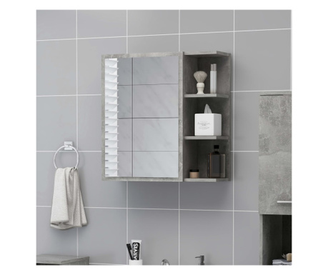 Dulap de baie cu oglindă, gri beton, 62,5 x 20,5 x 64 cm, PAL
