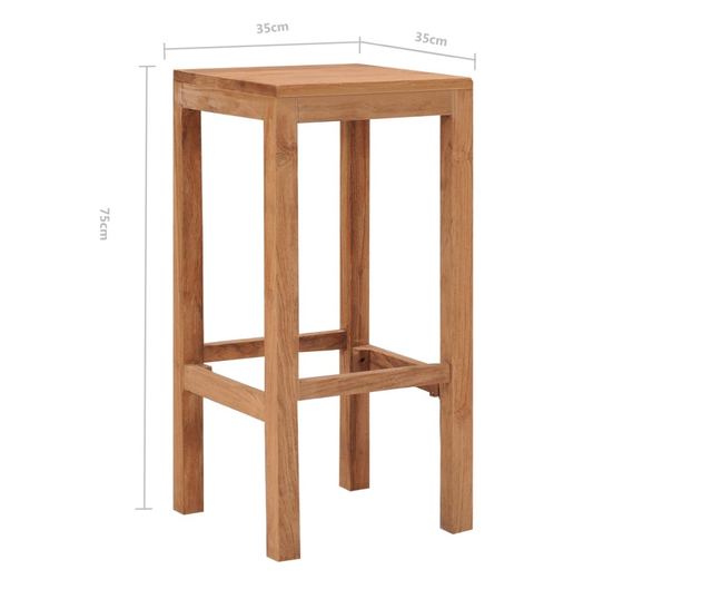 Barski stoli, 2 kosa, masiven tikov les