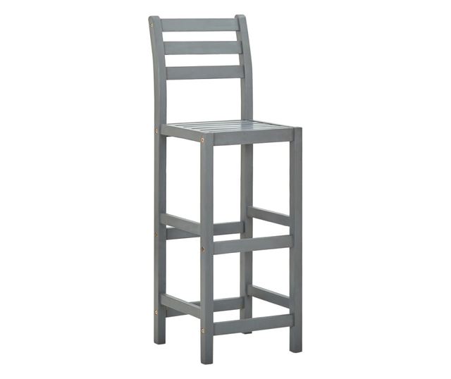 Scaune de bar, 4 buc., gri, lemn masiv de acacia