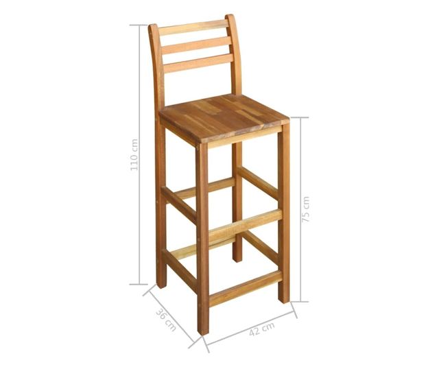 Scaune de bar, 2 buc., lemn masiv de acacia
