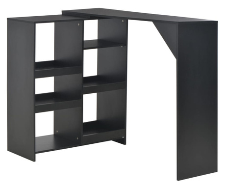 Barska miza s premično polico črna 138x39x110 cm