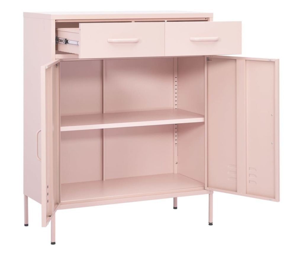 rózsaszín acél tárolószekrény 80 x 35 x 101,5 cm - 9