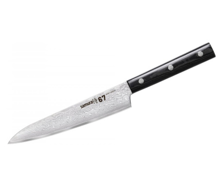 Samura-Damascus nóż uniwersalny 67, stal damasceńska 67 warstw, 15 cm, srebrny/czarny