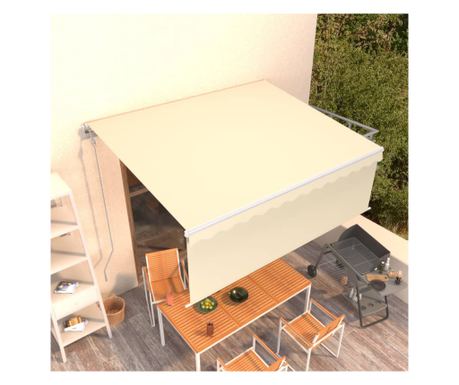 Copertină retractabilă automat cu stor, crem, 4x3 m