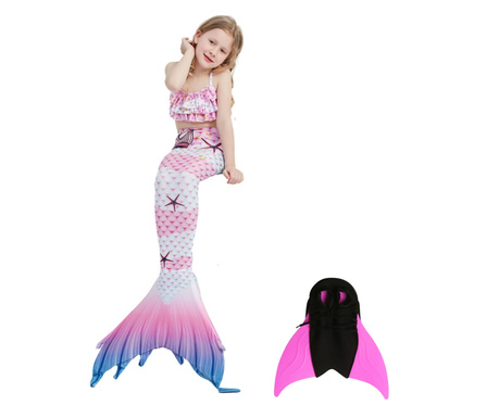 Комплект от 4 части бански костюм "Русалка" THK, включва горнище, долнище, опашка на русалка и приставка за опашка на бански кос