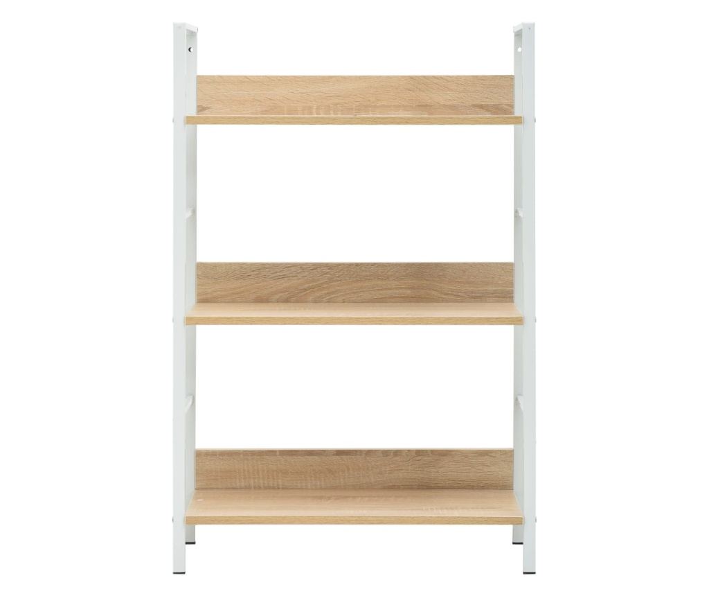 3 szintes tölgyszínű forgácslap könyvespolc 60 x 27,6 x 90,5 cm - 7