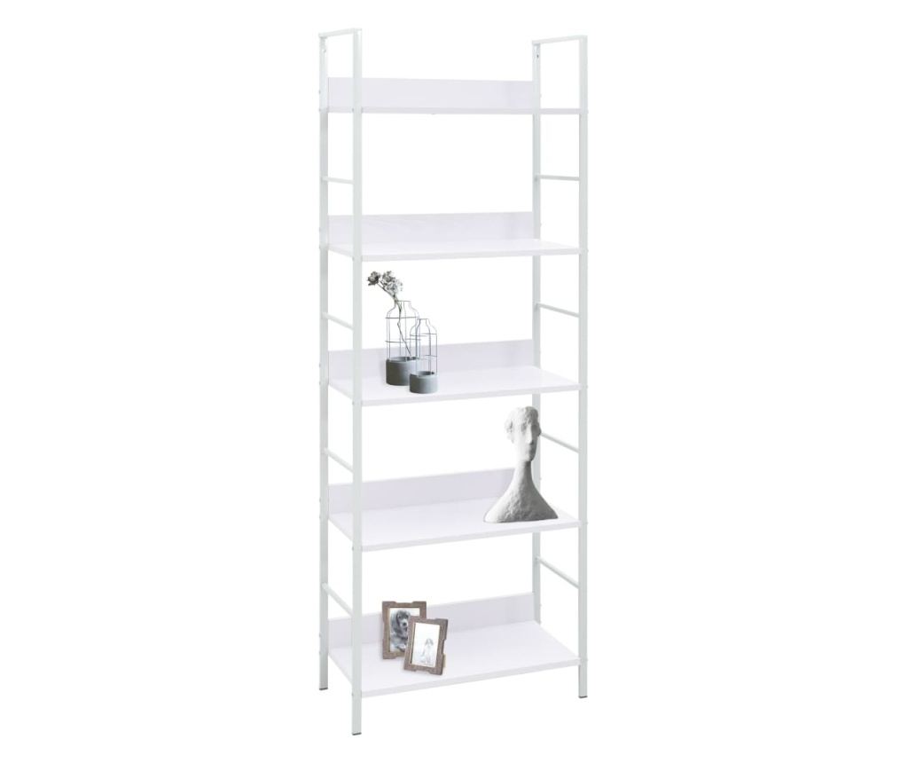 5 szintes fehér forgácslap könyvespolc 60 x 27,6 x 158,5 cm - 4
