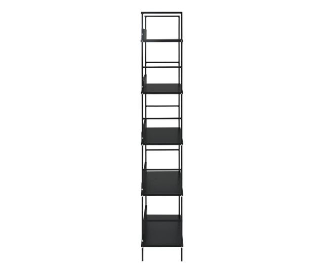 5 szintes fekete forgácslap könyvespolc 60 x 27,6 x 158,5 cm