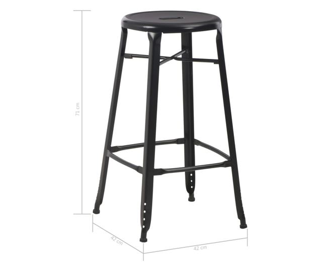 Barski stoli, 2 kosa, črni, jeklo