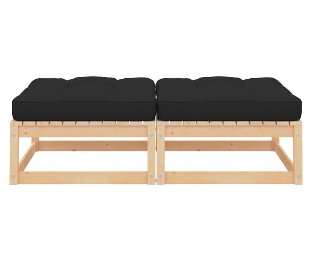 Vrtne klupe s jastucima, 2 kom., masivno drvo bora