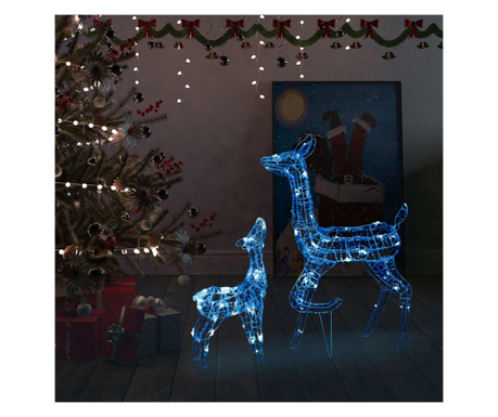 Decorațiune de Crăciun familie reni 160 LED-uri albastru acril