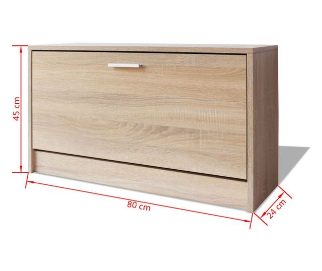 Banca de stocare pantofi, 80x24x45 cm, culoarea stejarului