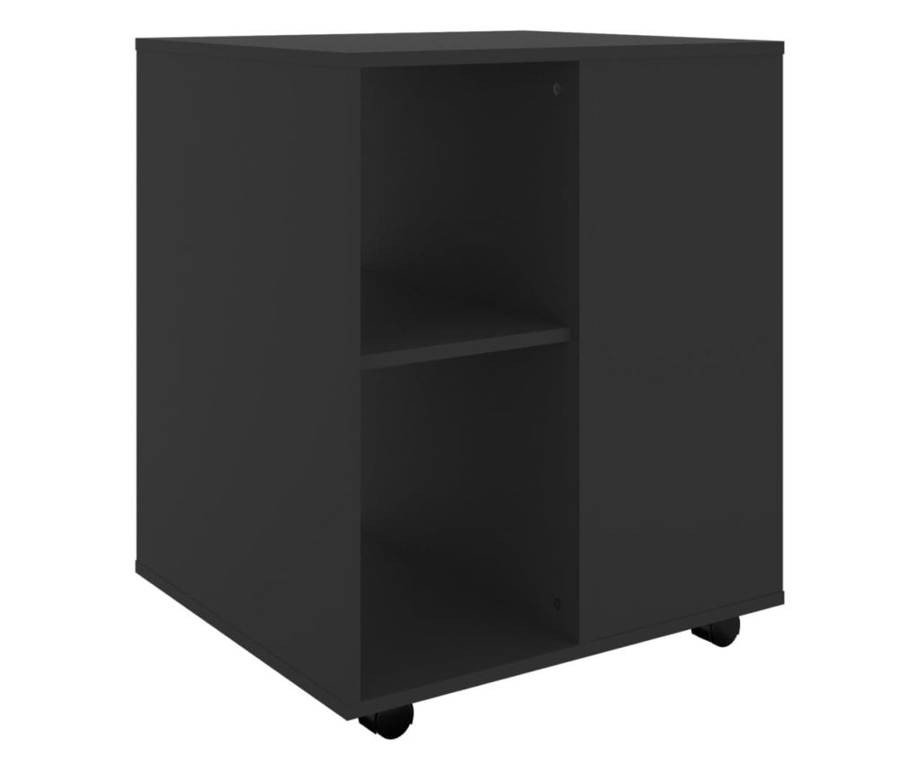 Κυλιόμενο Ντουλάπι, Μαύρο, 60x53x72 εκ., Μοριοσανίδα - 2