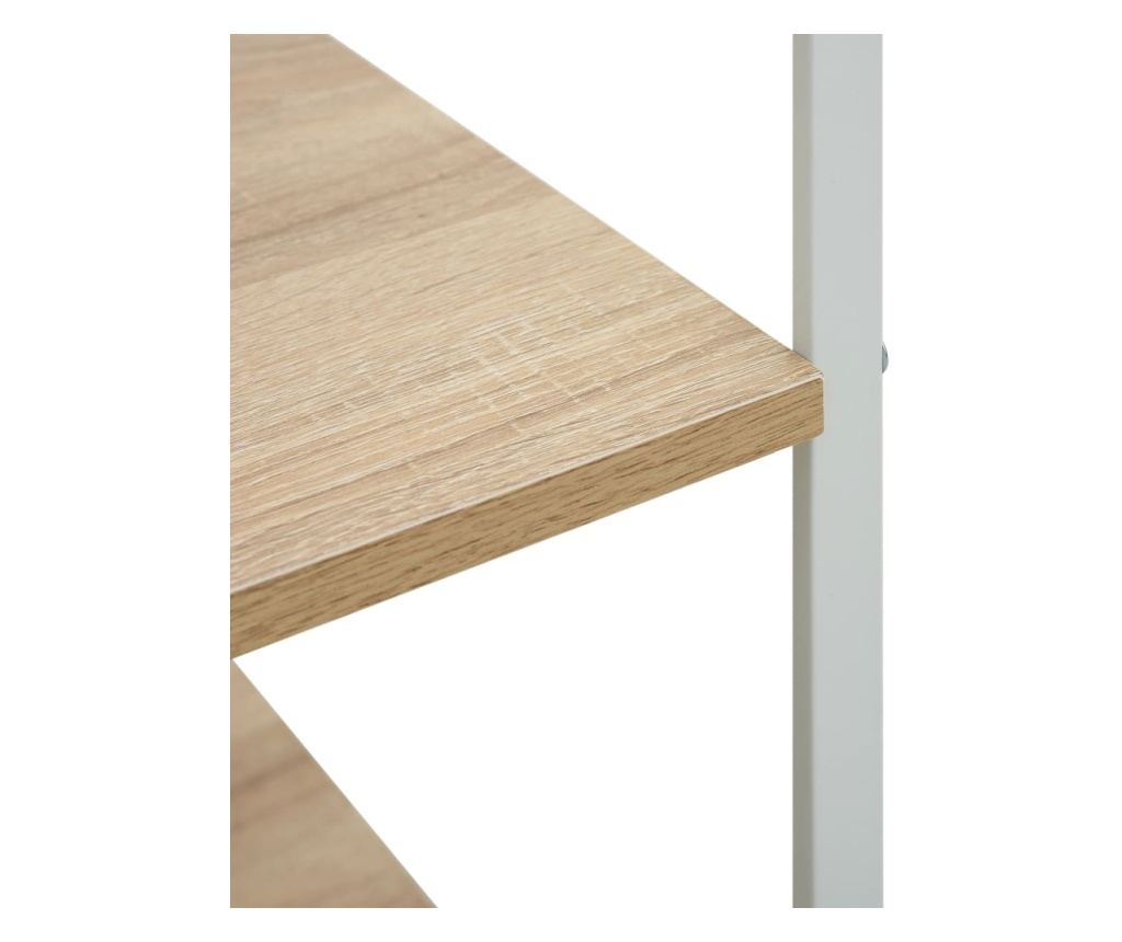 Mikrohullámú sütő szekrény, fehér és tölgy, 60 x 39,6 x 79,5 cm, forgácslap - 5