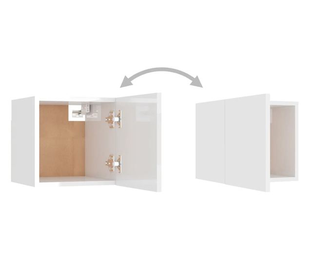 Set TV ormarića, 5 komada, bijeli visoki sjaj, PAL