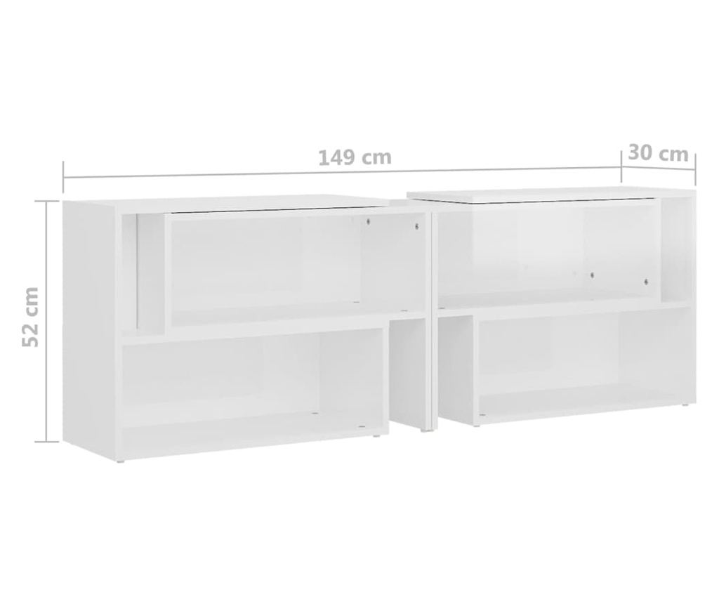 TV komoda, bijela ekstra sjajna, 149x30x52 cm, PAL - 8