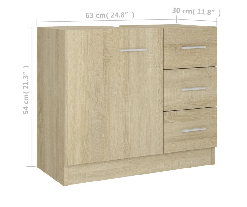 Мивка маска, сонома дъб, 63 х 30 х 54 см, ПДЧ - 8