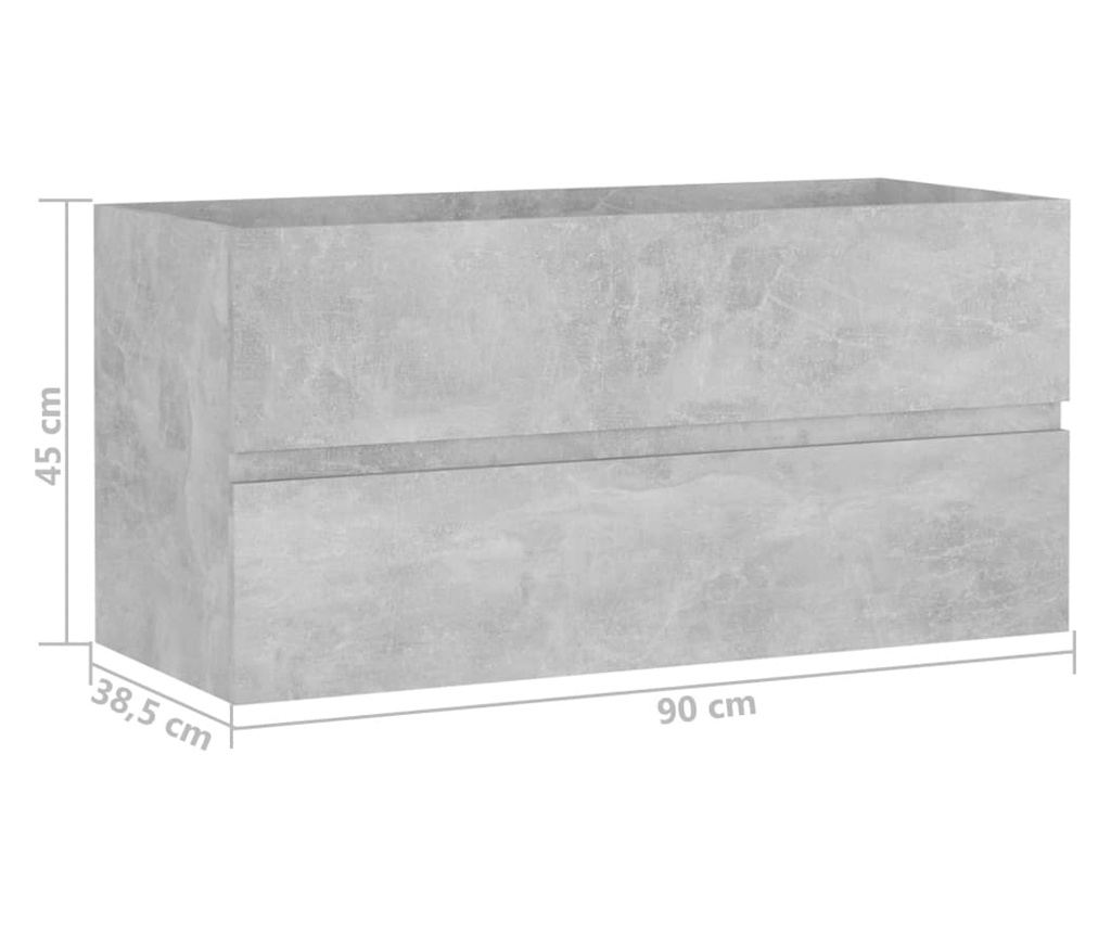 Шкаф за мивка, бетон сив, 90х38.5х45 см, ПДЧ - 7