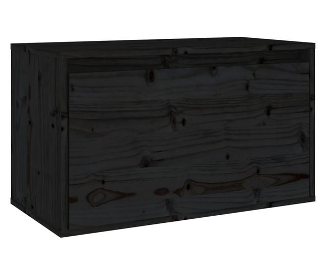 Zidni ormarić, crni, 60x30x35 cm, masivno borovo drvo
