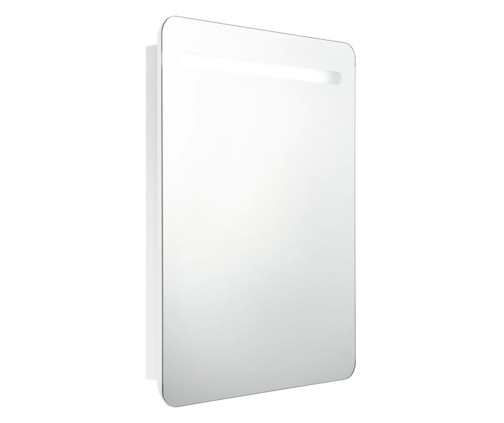 LED шкаф с огледало за баня, искрящо бял, 60x11x80 см - 2