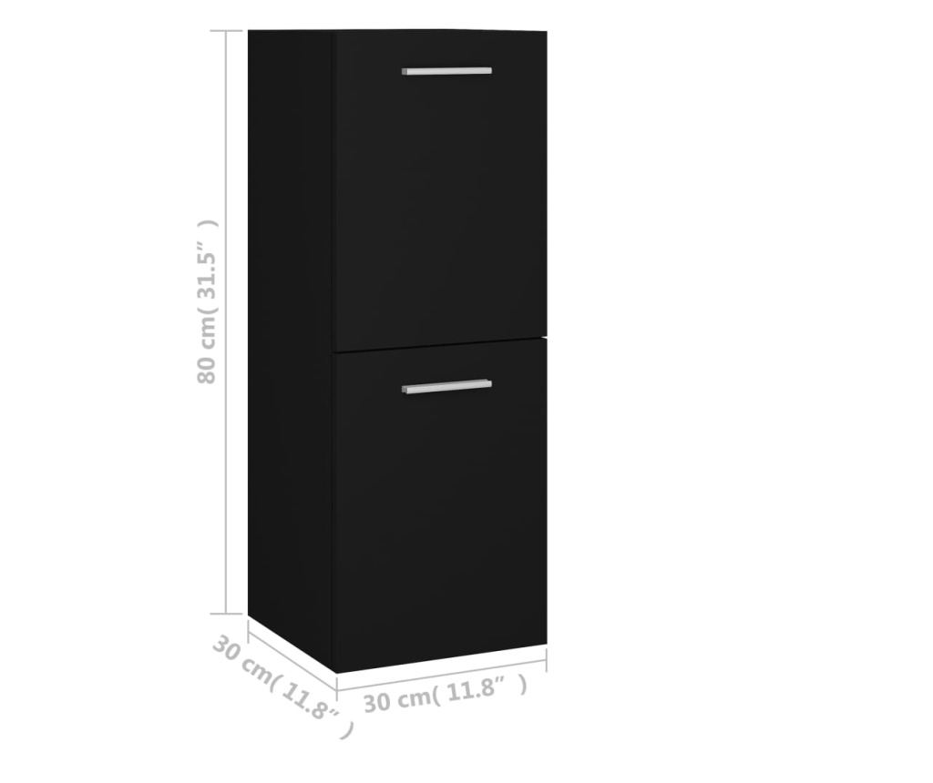 Шкаф за баня, черен, 30 х 30 х 80 см, ПДЧ - 10