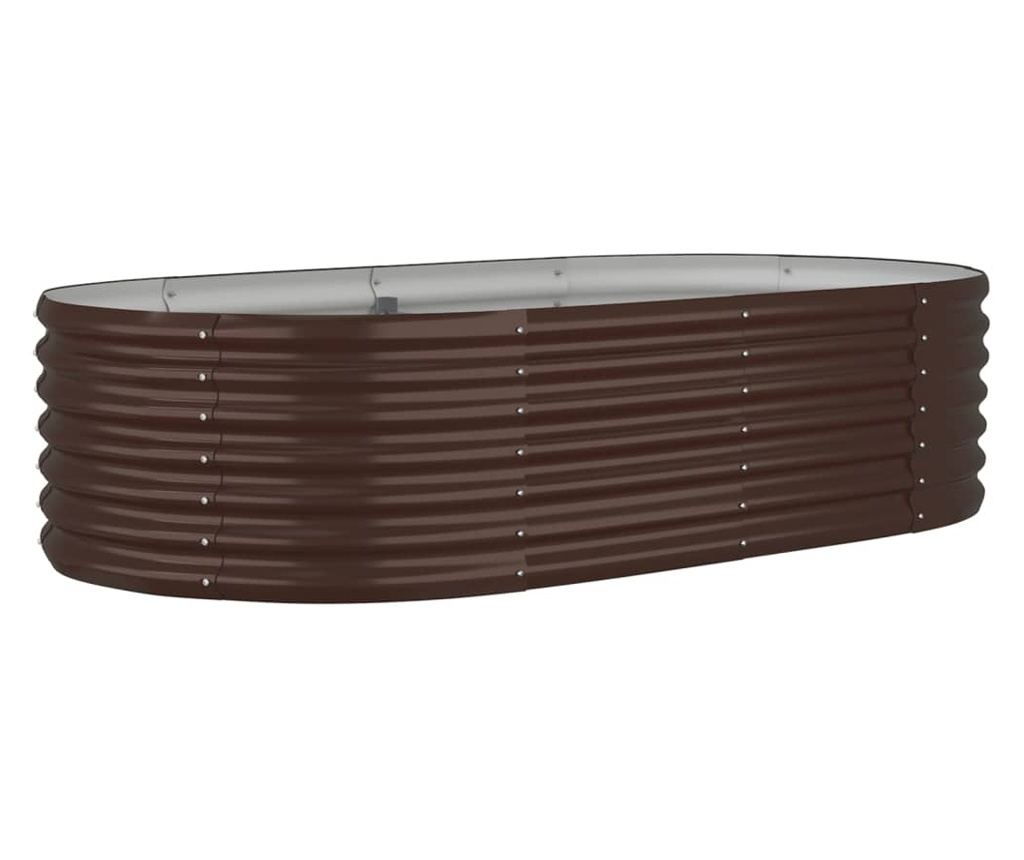Градинска саксия кафява 152x80x36 см прахово боядисана стомана - 2
