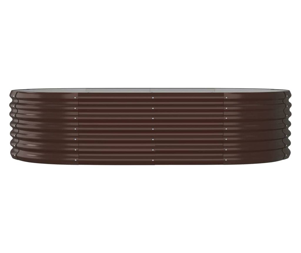 Градинска саксия кафява 152x80x36 см прахово боядисана стомана - 3