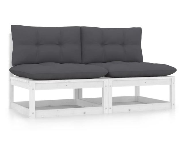 Canapele de mijloc gradina perne antracit 2 buc. lemn masiv pin