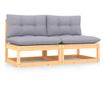 Canapele de mijloc gradina cu perne gri, 2 buc., lemn masiv pin