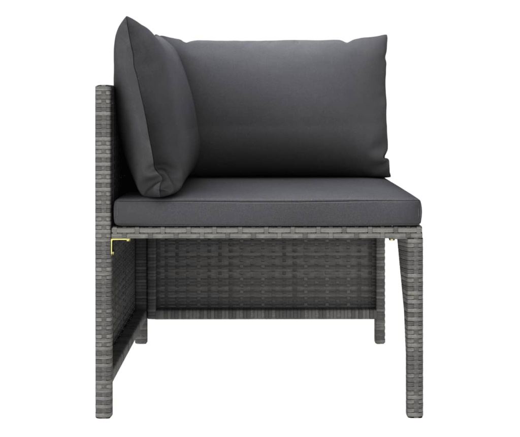 Модулен ъглов диван с възглавници, сив полиратан - 8