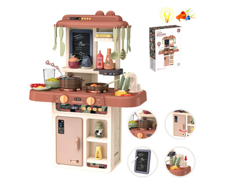 Bucătărie pentru copii cu plite cu luminițe, sunete realistice și apă curentă EmonaMall - Cod W4363