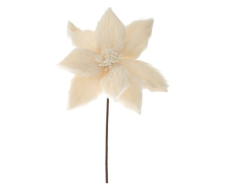 Decoratiune brad, floare Craciunita cu blanita, crem, 28x50 cm