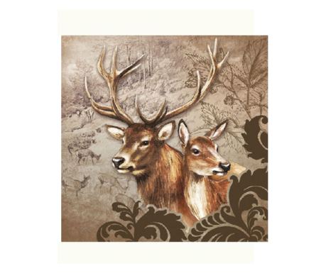 Servetele de masa, 33x33 cm, Deer Couple, maro, Ambiente