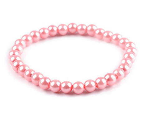 Bratara elastica din perle de sticla 19 cm, Roz