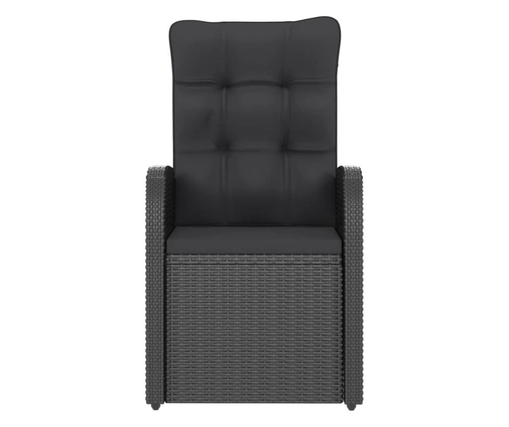 Комплект градински мебели с възглавници, 11 части, Черен, Поли ратан - 4