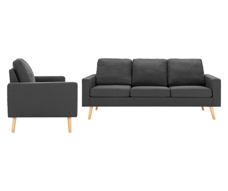 2-dijelni set sofa od tkanine tamnosivi