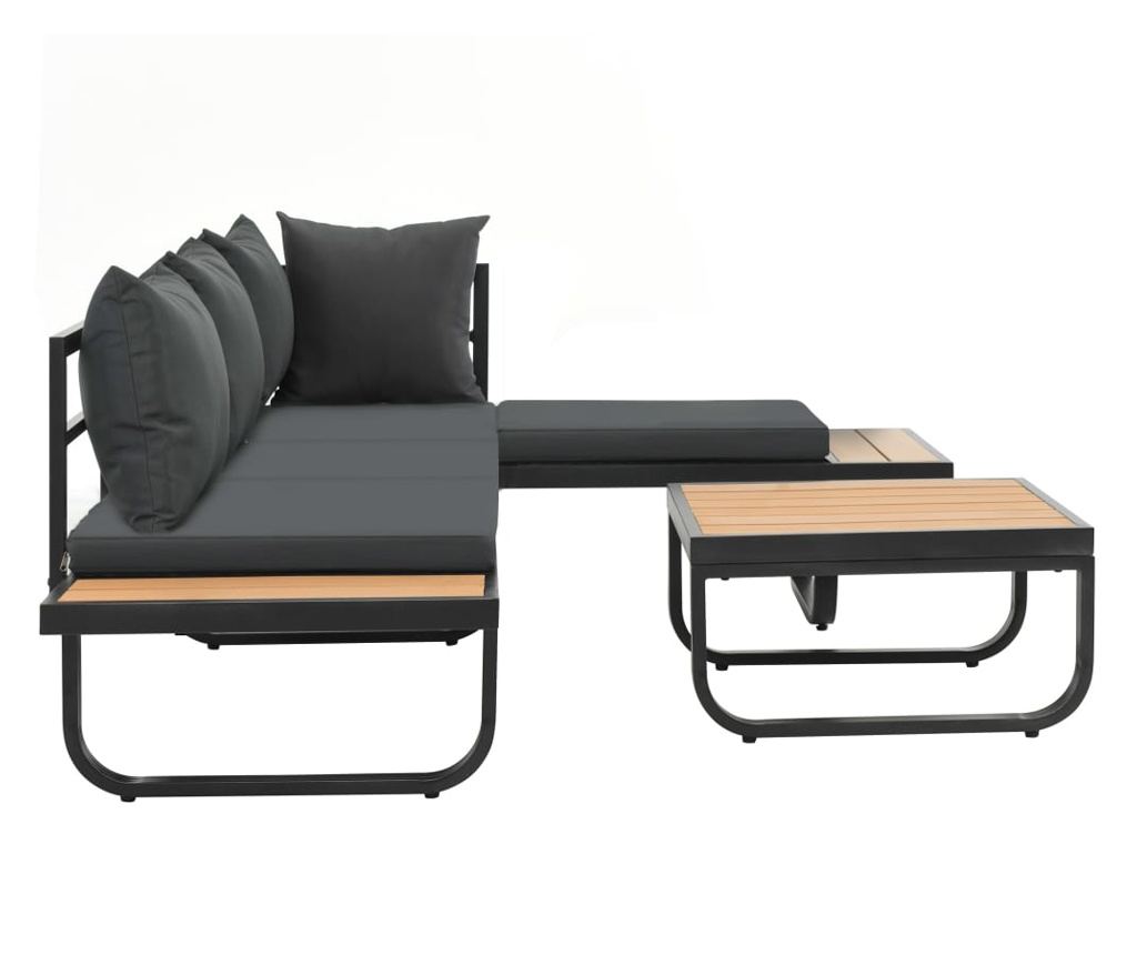 Set vrtne sedežne garniture v kotni izvedbi s blazinami, 2 kosa, aluminij, WPC - 3