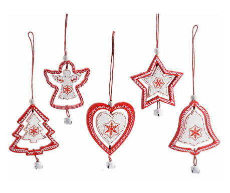 Set 5 ornamente brad Craciun 6x8.5 cm