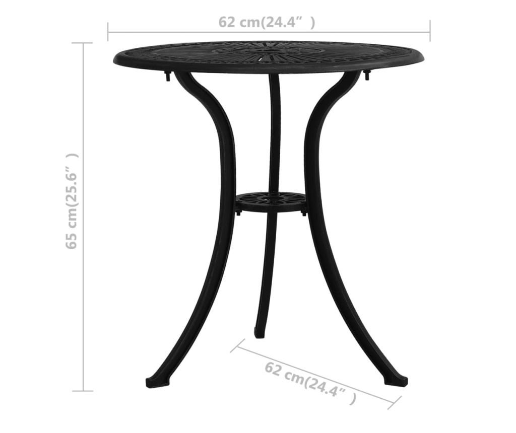 Set bistro pohištva, 3 kosi, črna, lit aluminij - 9