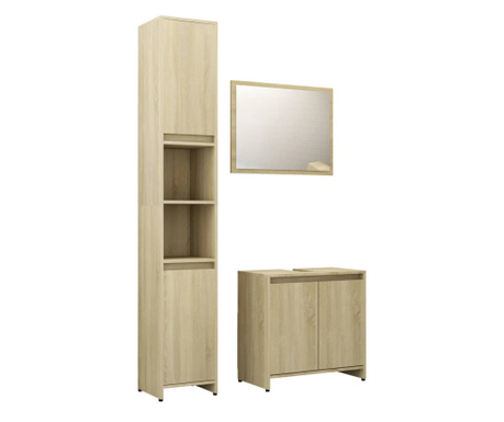 Set mobilier de baie, 3 piese, stejar Sonoma, PAL