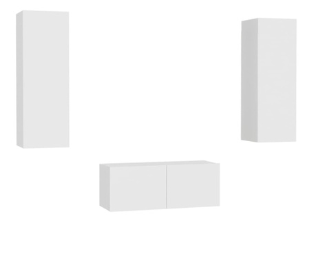 Комплект ТВ шкафове от 3 части, бял, ПДЧ