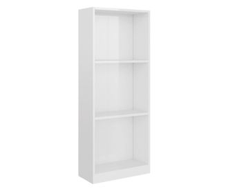 3-szintes magasfényű fehér forgácslap könyvszekrény 40x24x108cm